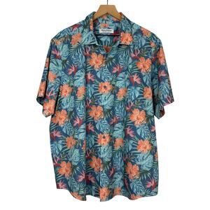 TOMMY BAHAMA Mens Bahama Coast Echo Fronds IslandZone Aloha Shirt XL Dutch Blue